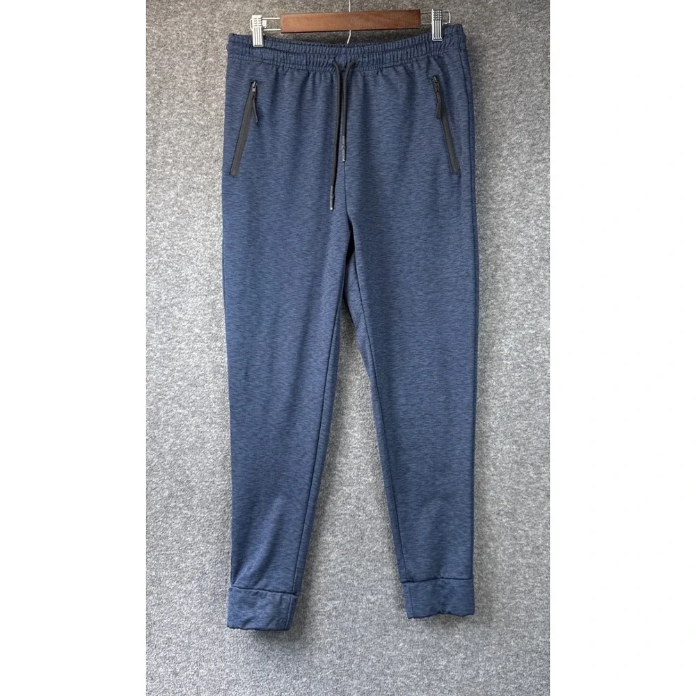Public Record Joggers Mens M Navy Blue Zip Pockets DELPOTRO Rec Run Gym Travel